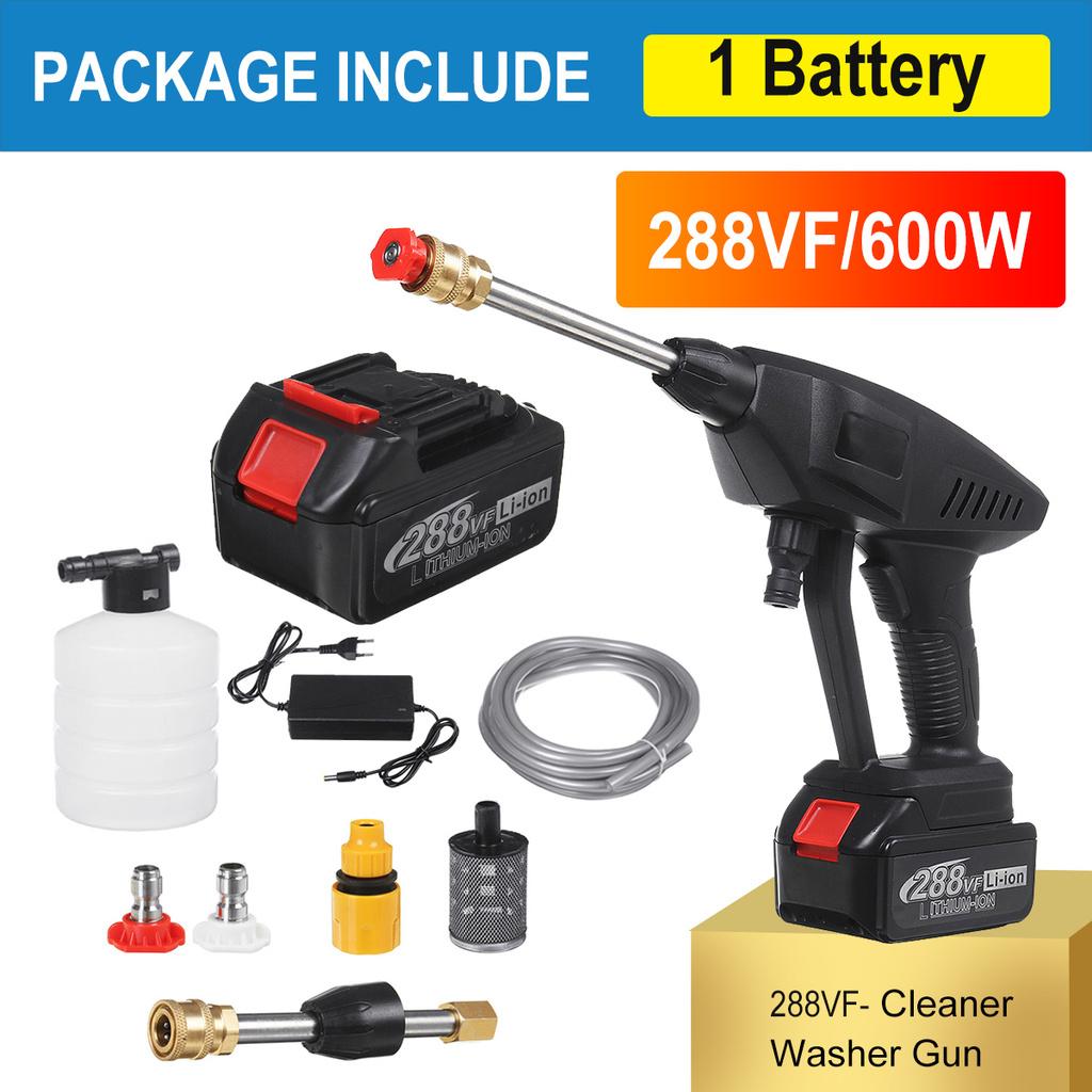 Laveur sans fil 600W Jet Laveur de voiture électrique Pistolets Nettoyeur haute pression 288VF Buse à mousse Pour nettoyage automobile