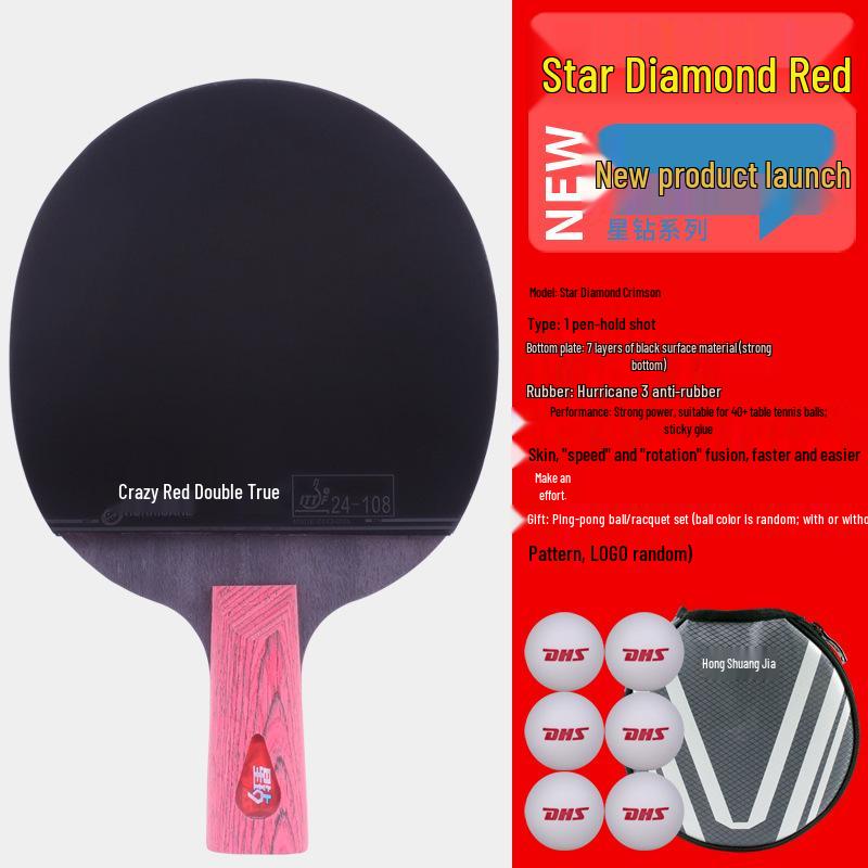 Double Happiness Professional Table Tennis Racket - 1-9 Star, Horizontal/Vertical Grip