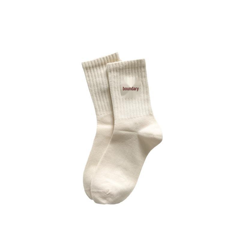 2024 Autumn/Winter Sporty Red Angora Bow Embroidered Mid-Calf Women's Socks
