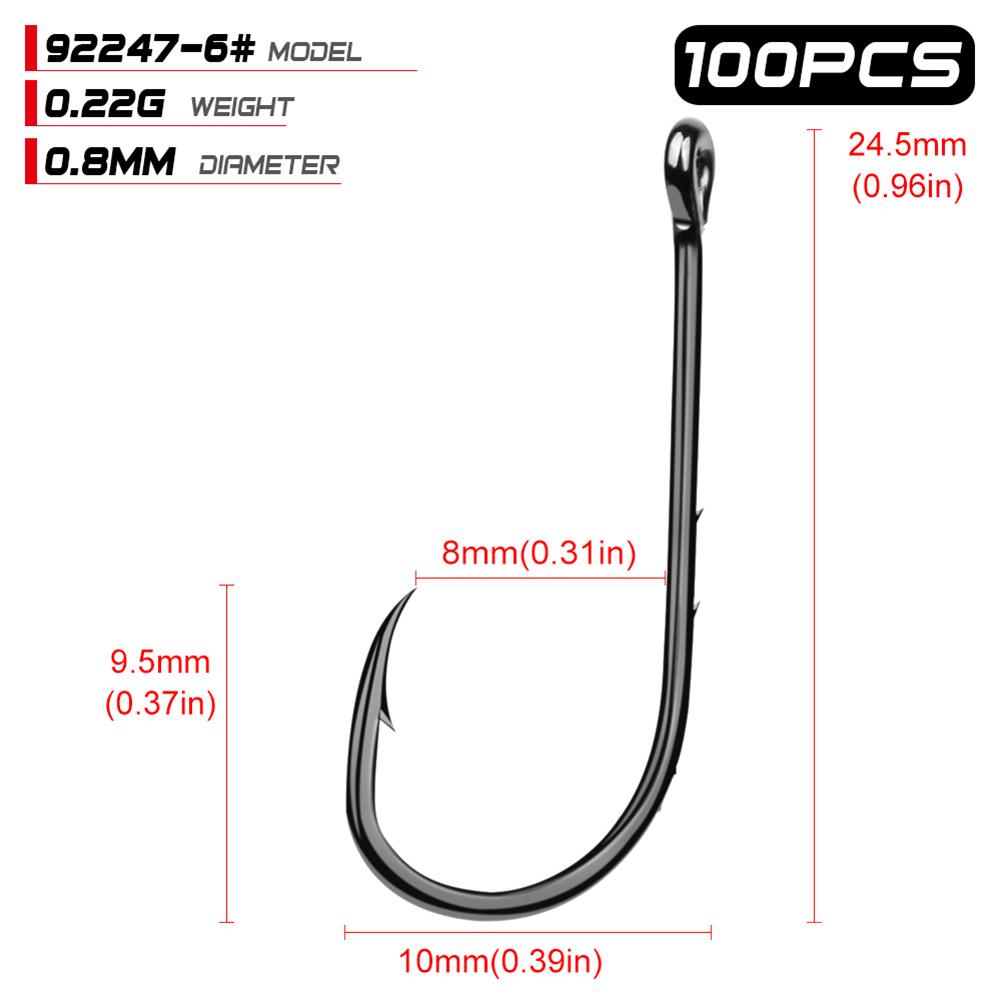 100pcs High Carbon Steel 1#-6/0# Fishing  Hook Single Barbed Hook Fishing Accessories