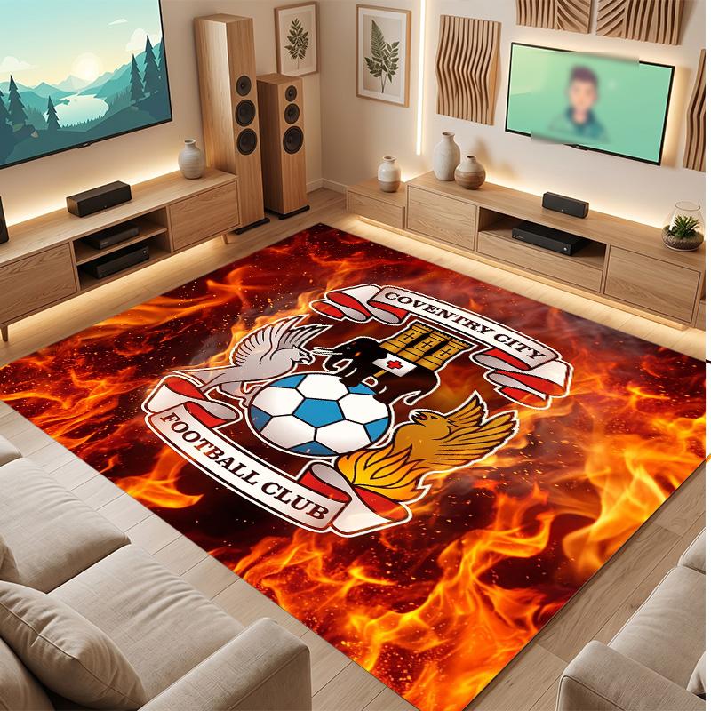 Tappeto in Velluto di Cristallo con Stampa del Coventry City Football, Comodo Assorbente d'Acqua Antiscivolo Tappeto per Pavimenti Interni