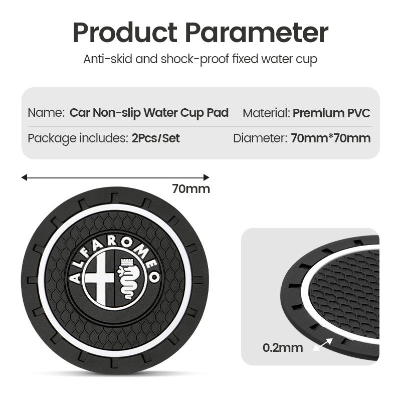 UZTG9 Car Cup Holder Coaster Non Slip Pad Mat Interior Decor Accessorie For Alfa Romeo Giulia Stelvio Giulietta 156 159 147 Mito