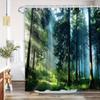 Sunlight Forest Path Shower Curtain Nature Art Bathroom Decor Misty Woodland Trees Bath Curtains Modern Home Interior