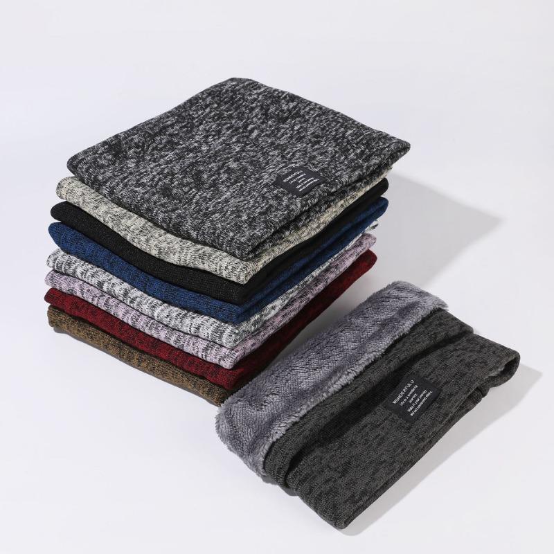 Winter Men's Knitted Scarf Outdoor Cold-proof Cycling Velvet Scarf Women's New Neck Cover Fashionable and Versatile