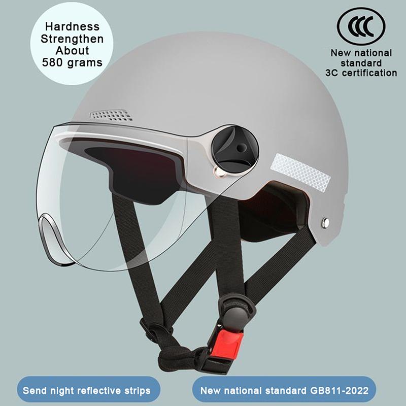 1 Piece 3C Certified Men'S And Women'S Adult Cartoon Electric Bicycle Motorcycle Half Helmet With Goggles Bicycle Safety Helmet
