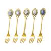 Stainless Steel Spoons Inlay Ceramic Coffee Ladles, Vintage Gold Plating Dessert Spoon, High-class Cake Scoops, Christmas Gift