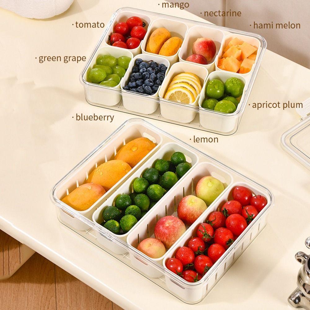 Large Capacity 4/8 Grids Food Divided Serving Tray Sealed Food Preservation Store Box for Home
