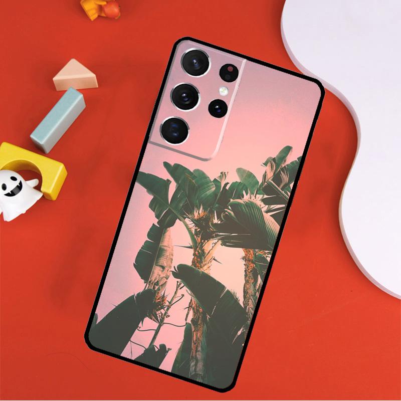Tropical leaves Banana Leaf Phone Case For Samsung Galaxy S25 Ultra S24 Ultra S9 S10 S20 S21 S22 S23 Plus S24 FE Cover
