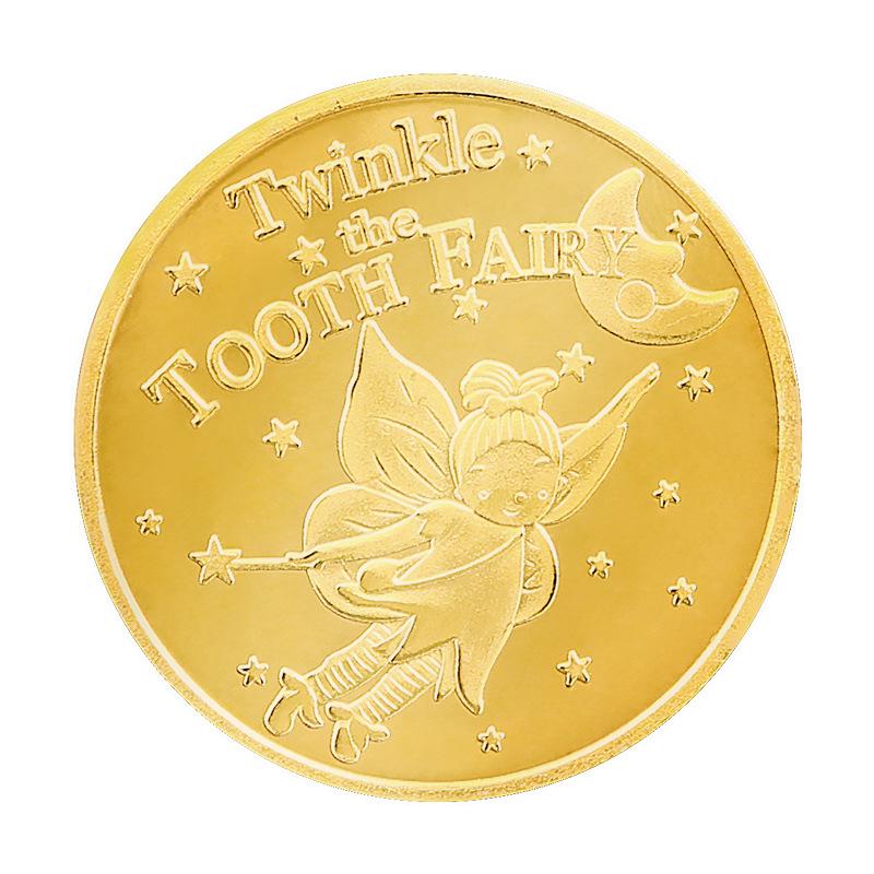 Gold Tooth Fairy Coin Set: Children's Tooth Reward Box & Halloween Decoration Toy Gift