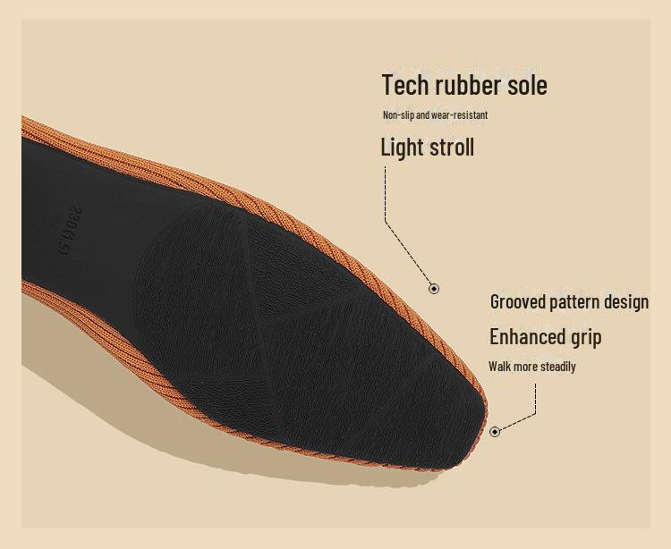 Damen Prinzessin, Boot, weiche Sohle, quadratische Zehenpartie, Eierrollen-gewebte flache Schuhe – atmungsaktives Strickdesign