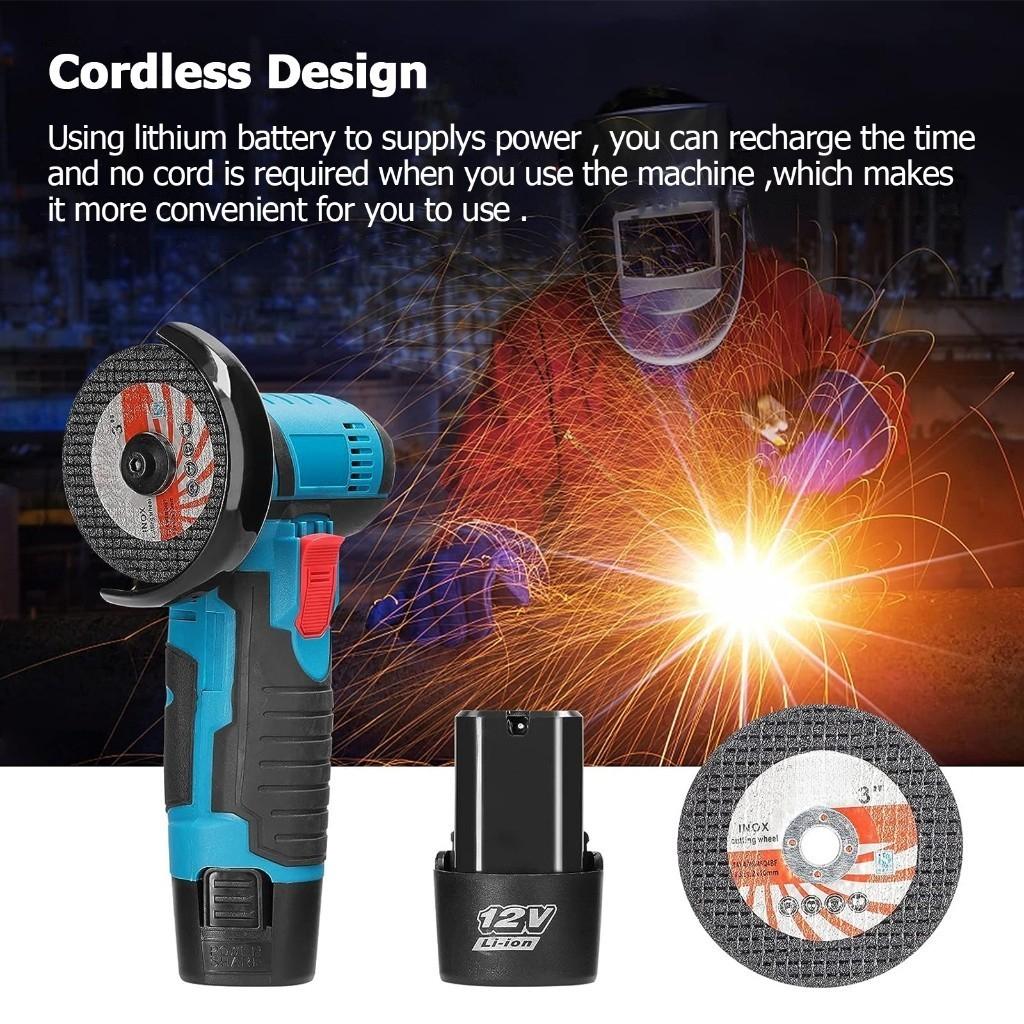 12V Wireless Grinder Handheld Cutter for Cutting Polishing Ceramic Tile Wood Stone Steel With Brush Electric Angle Grinder