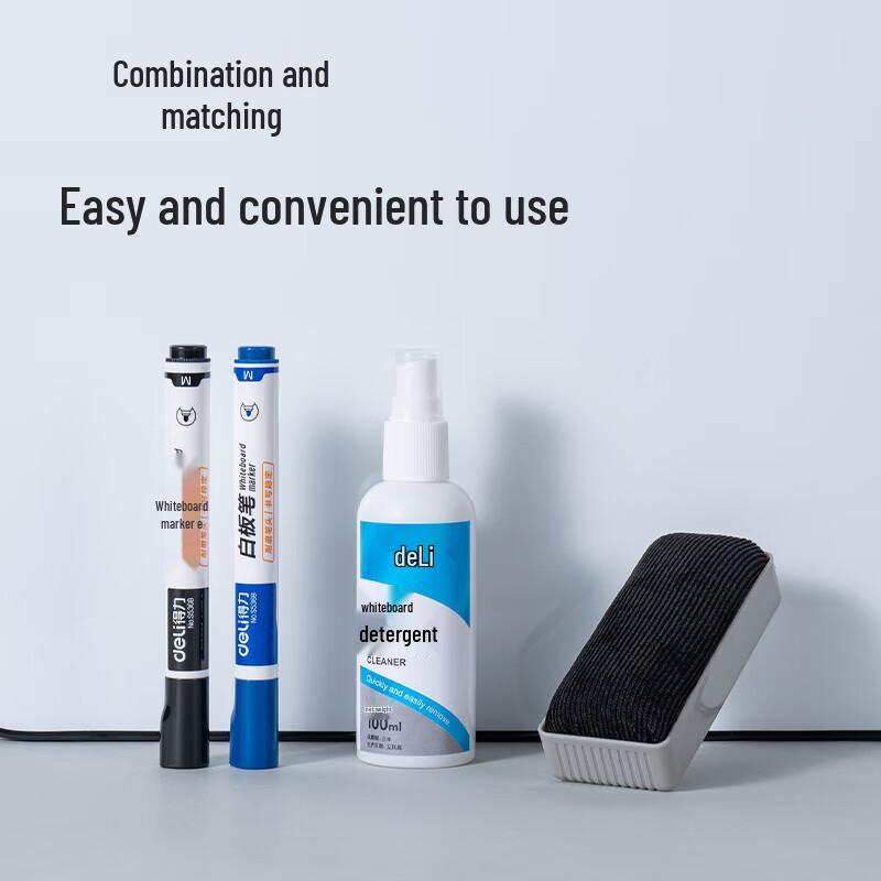 Deli 7839 Whiteboard Marker and Cleaning Set