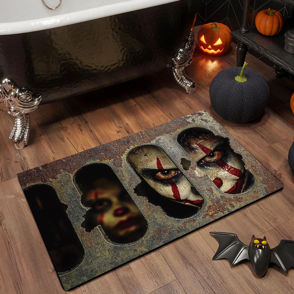 Halloween Door Mat Spooky Pennywise Clown Door Mat Living Room, Bedroom, Kitchen, Entrance Anti-slip Floor Mat Hallway Floor Mat