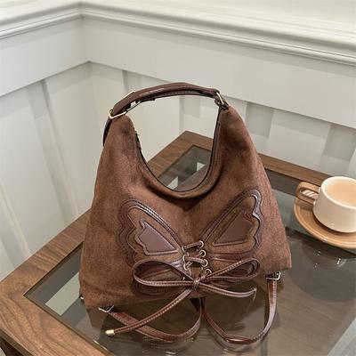 Duży plecak z kokardą Damska jesienno-zimowa retro torba na ramię Wysokiej jakości torba typu tote do pracy