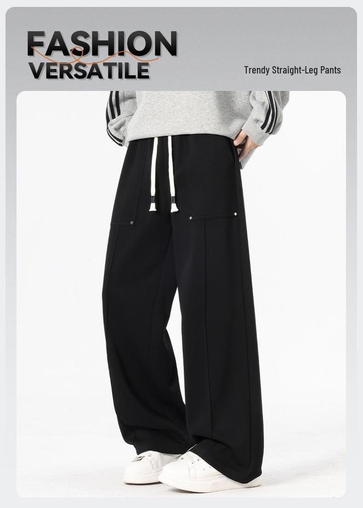 Men's American Style Casual Drapey Trousers: Spring/Autumn Loose Wide-Leg Sports Pants
