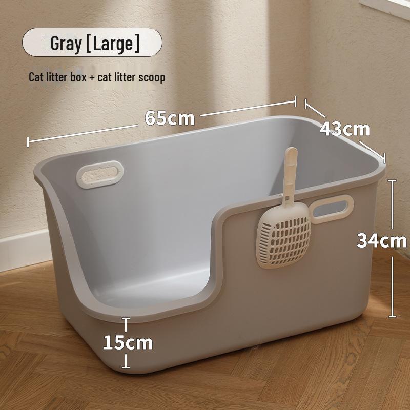 Halvsluten, överdimensionerad, stänksäker kattlåda - Lätt att rengöra för husdjur