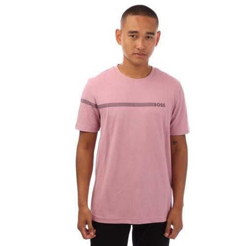 Boss Mens Stripe Logo T-Shirt