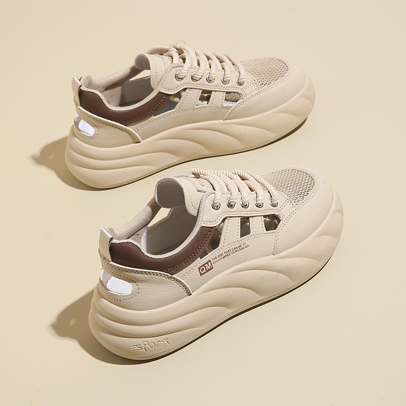 Sportliche Schuhe mit dicker Sohle für Damen Mode Plateau Erhöhen Sneaker Damen Schnürschuhe Lässig Britischer Stil Vulkanisierte Schuhe2025