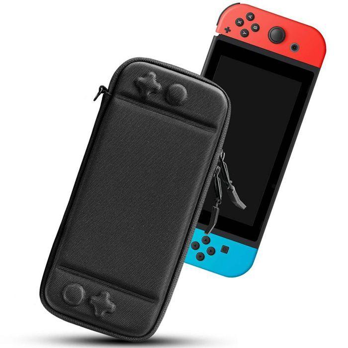 Housse de protection pour Nintendo Switch - E.F.CONNECTION - Antichoc - Rangement pour 10 cartes - Noir
