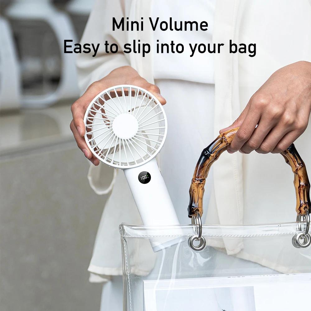 Handheld Fan Portable Mini USB Hand Fan 3600mAh Rechargeable Stepless Speed Control Display Nightlight