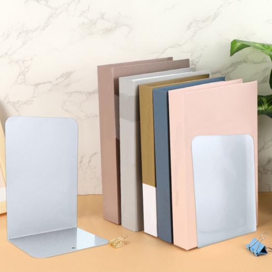 2Pcs Book Stand Metal Book Ends L-shaped Stable Support Non-slip Space-saving Easy To Clean Book Stand Tidy Desktop Accessory