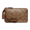 Hoekritssluiting Dubbele Laag Monogram Dubbele Rits PVC Clutch Dames clutch Bruin 87591-IME74
