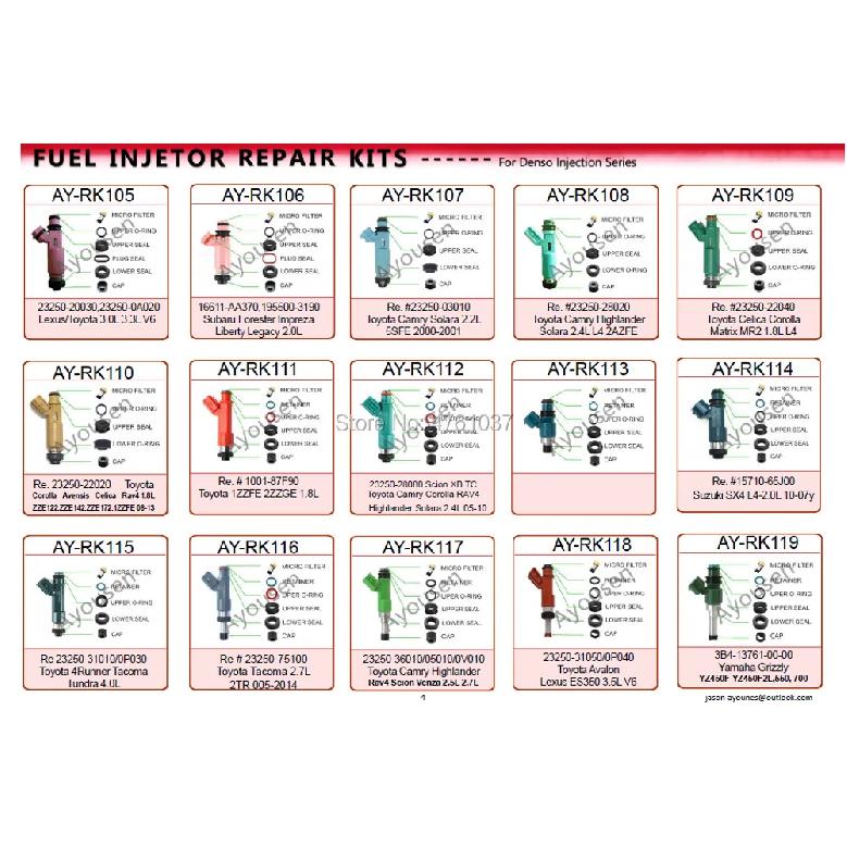 10 Sets Fuel Injector Repair Kit For Parts #117113124 FJ10045 For Chevy  Car Replacement  (AY-RK403)