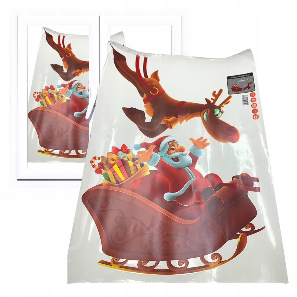 Christmas Window Sticker Door Decorative Window Santa Claus Reindeer 50 M