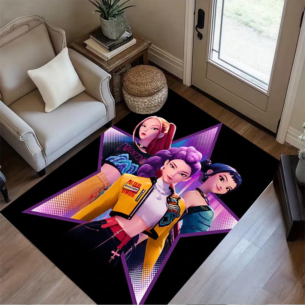 Neon Fashion Showdown Area Rug Design for Dining Room Game Room Playrooms Study room Anti-slip Rug Anime Office Decor