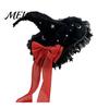 Comic Exhibition Costume Props Gothic Witch Hat for Women, Dark Lolita Style Halloween Accessory, Lightweight Party Outfit Essentials with Lace & Bow,