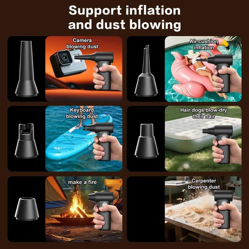 2026 New and PowerS8 Air Blower 4-Gear Turbo Blower Jet Fan with LED Light Battery Display Cordless Compressed Air Duster 110000RPM 80W