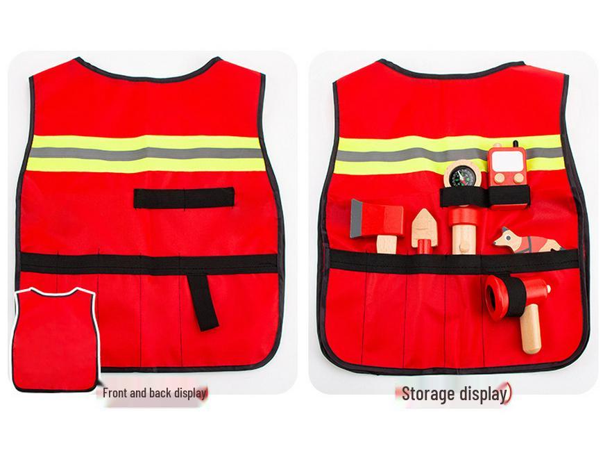 Wooden Traffic Police & Firefighter Role Play Toy Set for Kids Ages 3-6