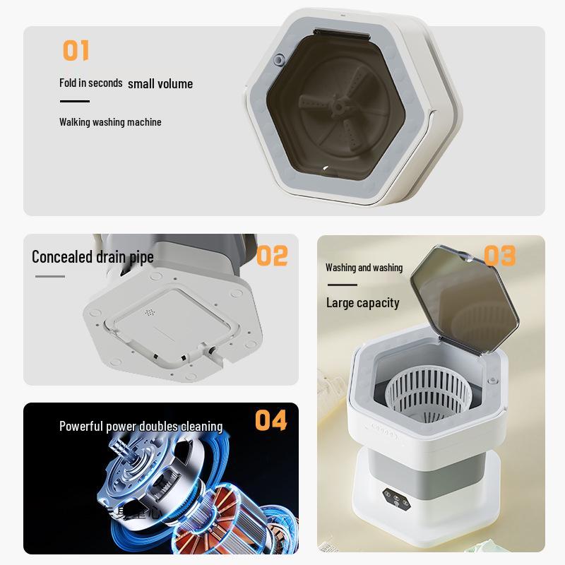 Compact Folding Washer-Dryer for Baby Clothes and Socks