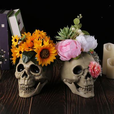 Dekoracja stołu w kształcie czaszki kwiatowej Kreatywna symulowana ozdoba szkieletu kwiatowego Dekoracyjna ozdoba czaszki słonecznika na święto