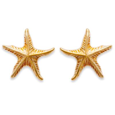 [F6745] - Gold Plated 'Stars of the Seas' Earrings - 18 Mm