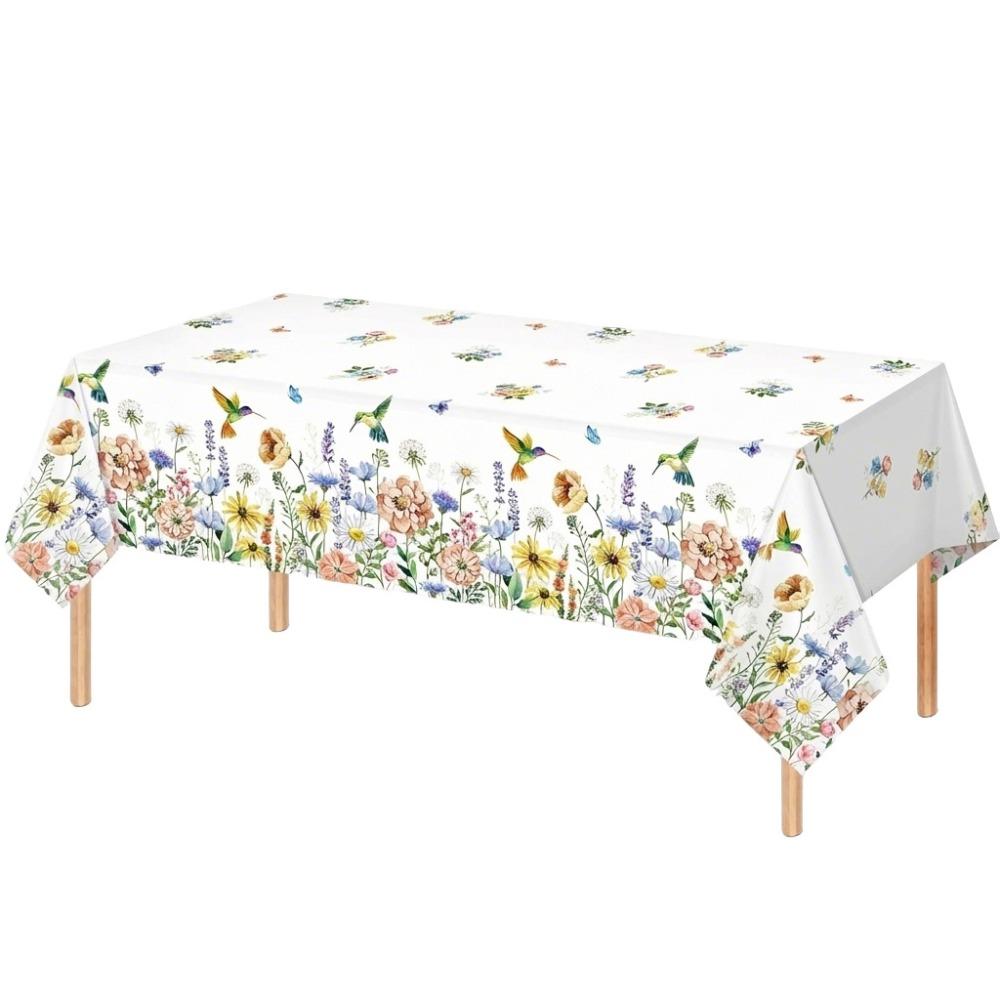 Waterproof Table Cover Butterfly Wildflower Table Mat Spring Floral Tablecloth  Wedding Celebration 60*60cm-Floral