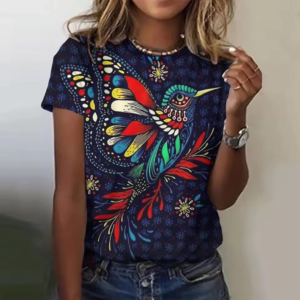 Fashion Printed Women's Top Casual Short Sleeve Crew Neck T-Shirts Women’s