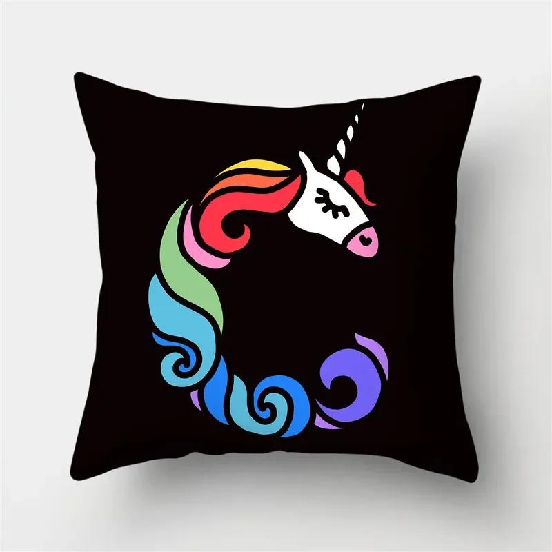 Letters Eenhoorn Kussenhoes Polyester Print Kussensloop Bank Decor Kussen Thuis