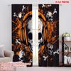 2pcs,2D Plane Printing Curtain Popular Skulls Beats Polyester Easy Install (without Rod) Holiday Ldeal for Living Room, Bedroom,