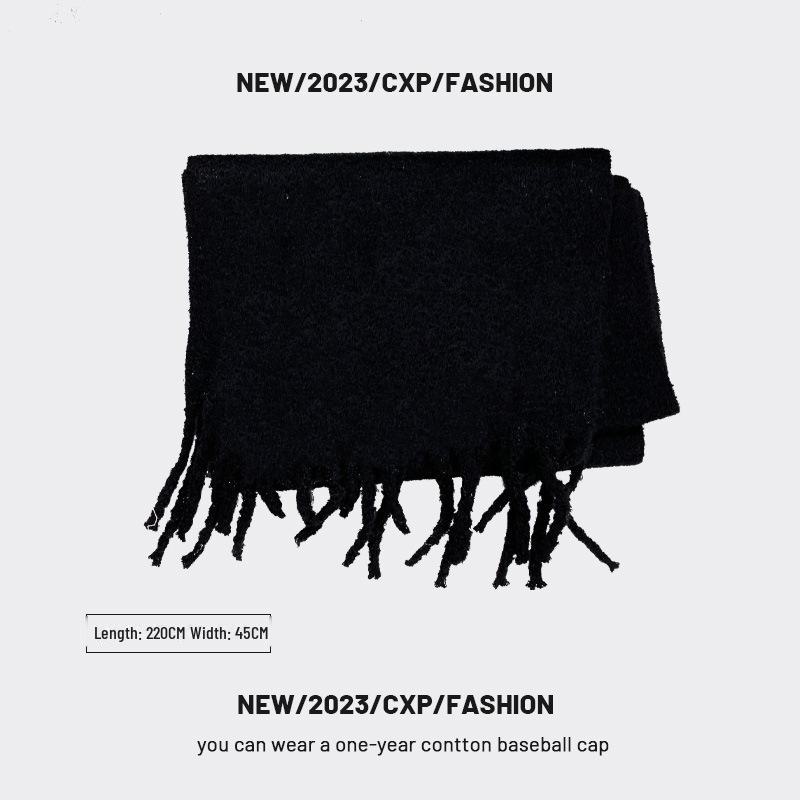 

«Новый белый толстый шарф в корейском стиле для девочек 2024 года — универсальная зимняя шаль и утеплитель для шеи» 230cm*38cm