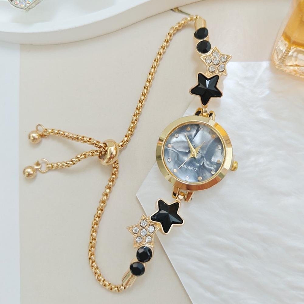

Alloy Bracelet Watch Adjustable Quartz Watch Fashion Ladies Wristwatch for Women Girls золотий/чорний
