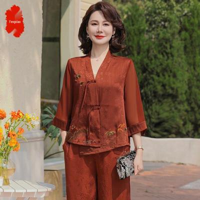 Elegant Embroidered New Chinese Style Summer Two-Piece Set
