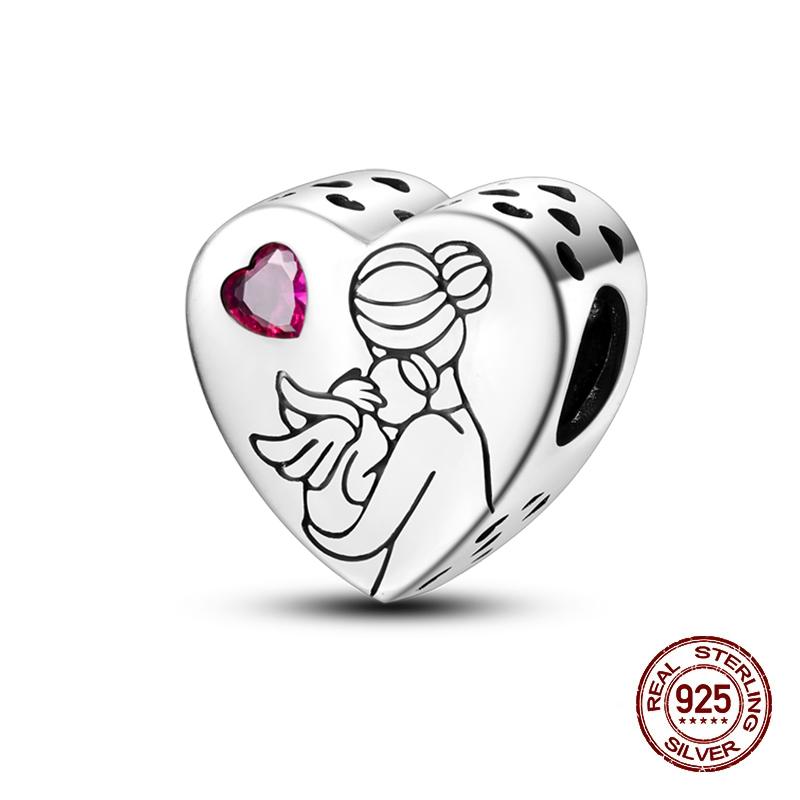 Copper Heart Dog Cat Warm Family Charms Beads Fit 3Mm Original Bracelets Fine Diy Mother'S Day Jewelry Gift