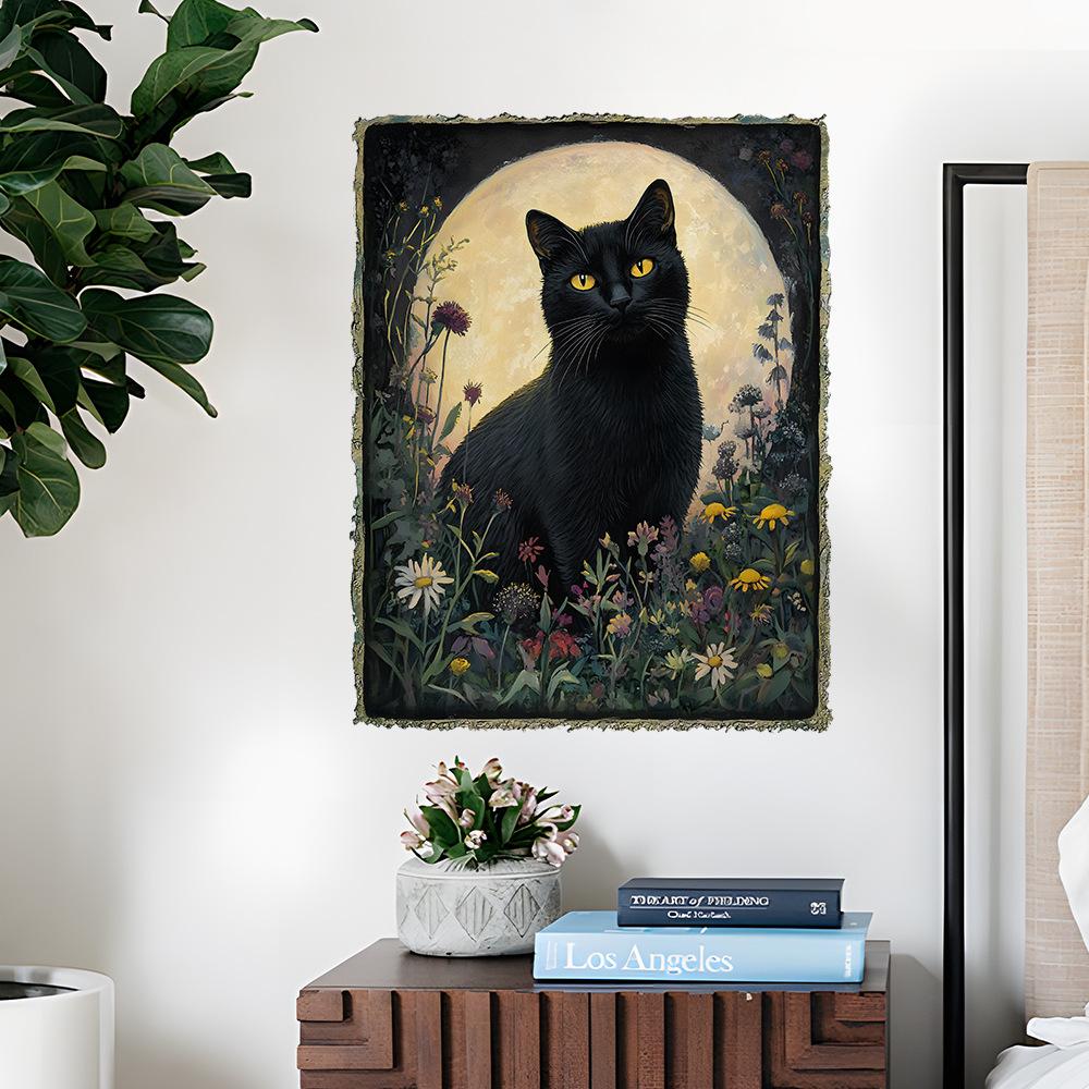 Vintage Olieverf Kat Poster Muursticker Zelfklevend Verwijderbaar voor Slaapkamer Woonkamer Achtergrond Huisdecoratie