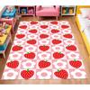 Strawberry Flower Carpet Fruit Sweet Print Home Decoration Floormat Pink Checkerboard Non-Slip Girl's Room Bedside Rug
