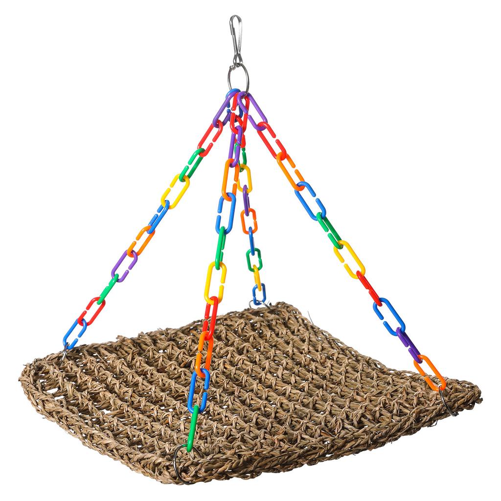 Durability Grass Bird Hammock Bird Rope Net Woven Parrots Platform Bird Toy for Pet Owners Of Parakeets