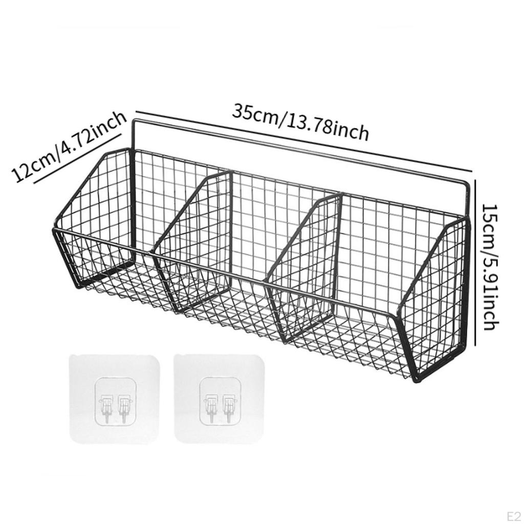 Fruit Basket Metal Wire Wall Mount Multifunctional Iron Grid Storage Baskets Hanging