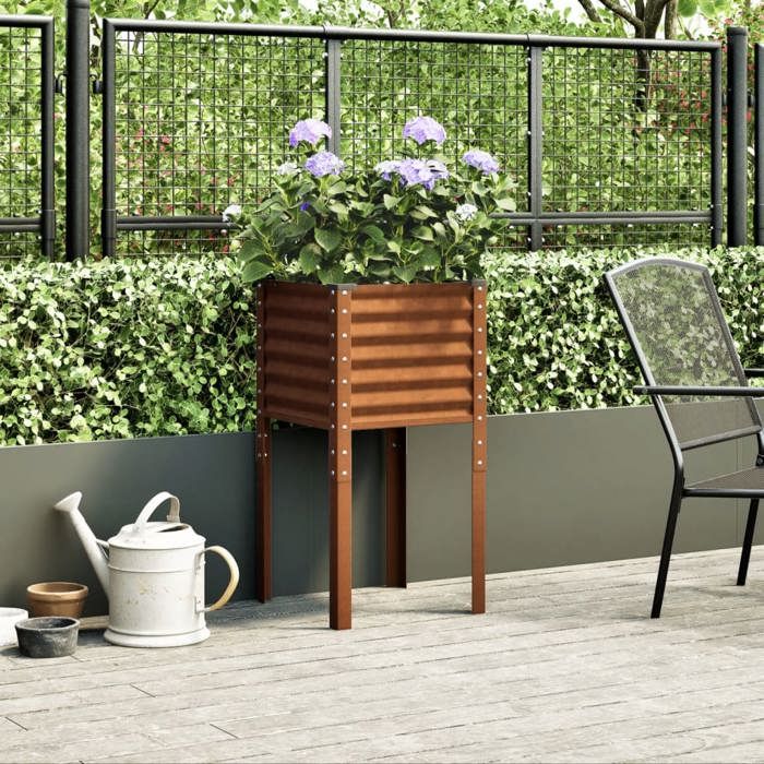 VidaXL Planter 45x45x88 Cm Weatherproof Steel, Planter, Patio Planter, Apple Planter 4008968