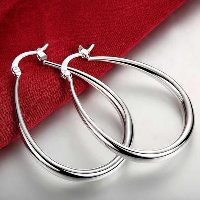 Smooth Circle 41mm Hoop 925 Sterling Silver Earrings Jewelry