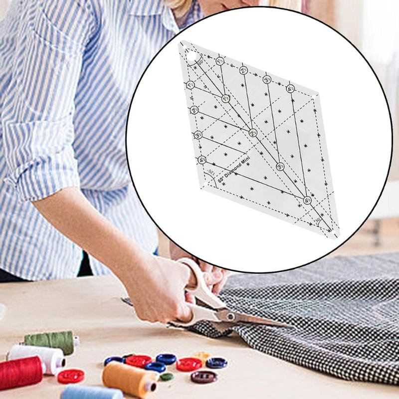 60 graders quiltmall Sylineal Quiltlinjal Hantverkslinjal för Enkla Quiltmönster Tillbehör